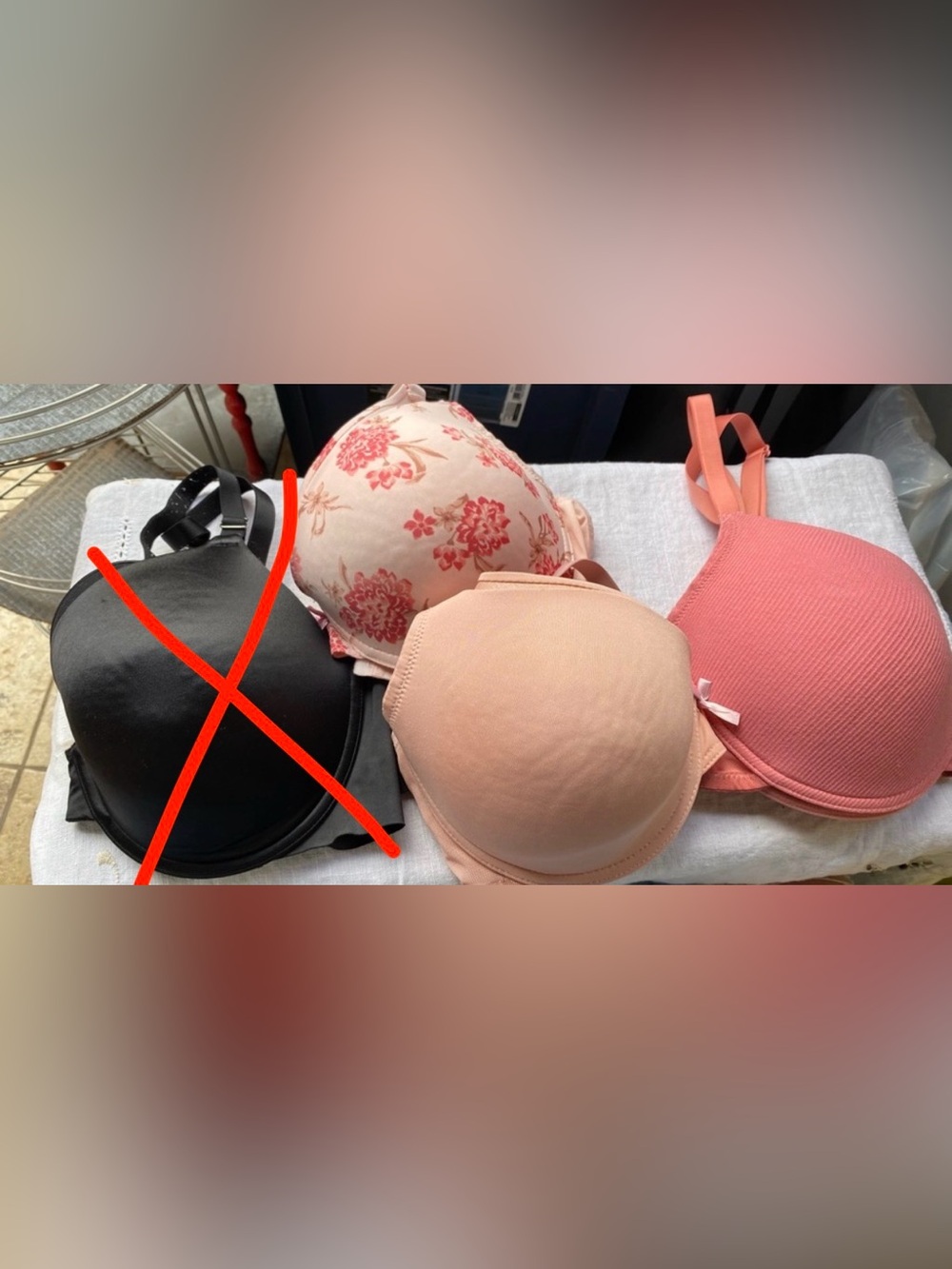 Adrienne Vittadini Black, Peach, Coral & Cream Floral Bras - 3-Pack